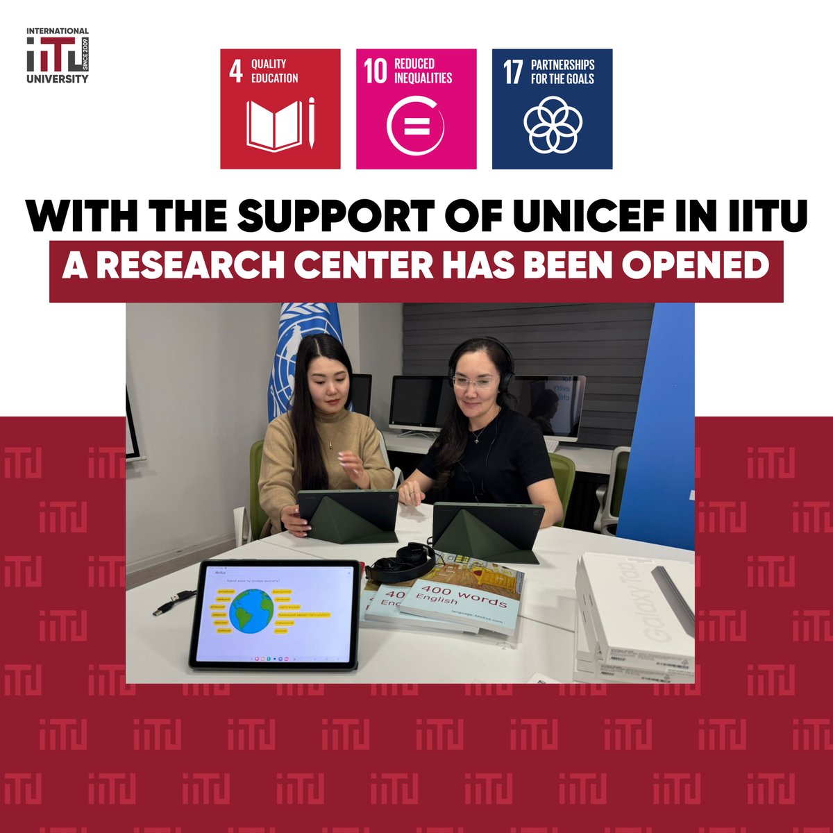 UNICEF supported the opening of a research center at IITU
