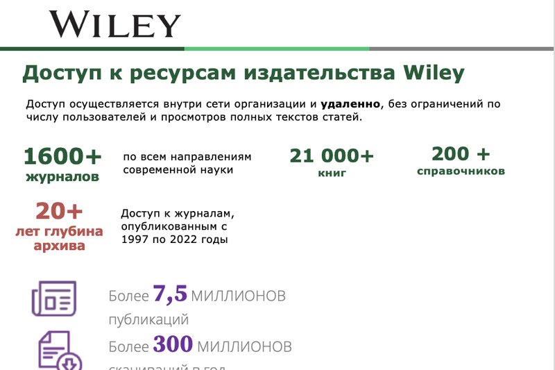 Доступ к ресурсам издательства Wiley